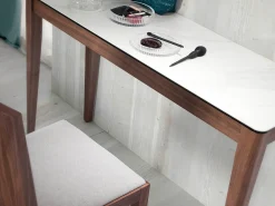 Consola*Angel Cerda Mesa de consola retangular em mármore de porcelana e nogueira 3082 Bege