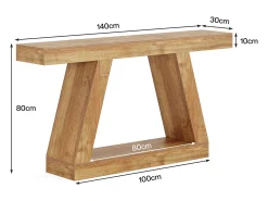 Tribesigns Mesa de Consola Rural, Mesa de Sofá Rustica de 140cm com Armazenamento, Marrom Natural^ Consola