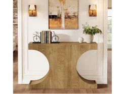 Consola*Tribesigns Mesa de Consola Rustica, Mesa de Sofá Rustica de 105cm com Pernas em Forma de C Castanho
