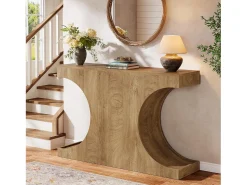 Consola*Tribesigns Mesa de Consola Rustica, Mesa de Sofá Rustica de 105cm com Pernas em Forma de C Castanho