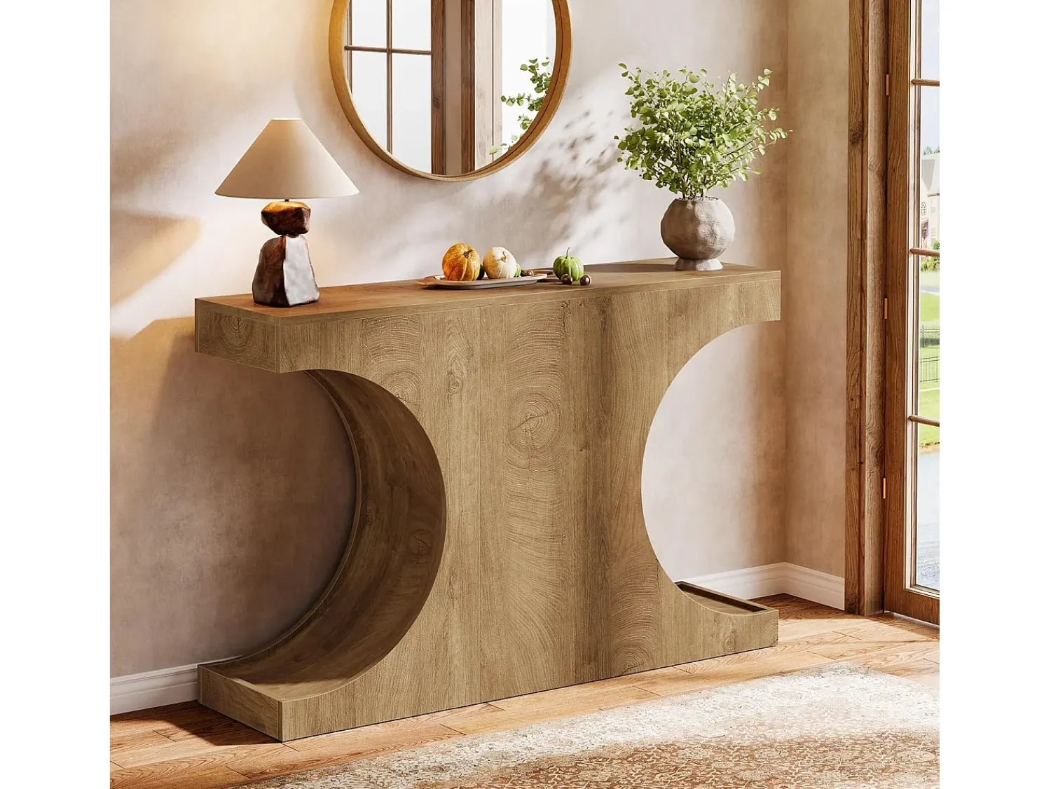 Consola*Tribesigns Mesa de Consola Rustica, Mesa de Sofá Rustica de 105cm com Pernas em Forma de C Castanho