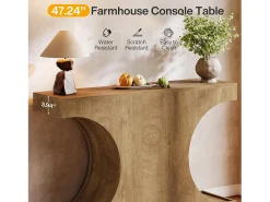 Consola*Tribesigns Mesa de Consola Rustica, Mesa de Sofá Rustica de 105cm com Pernas em Forma de C Castanho