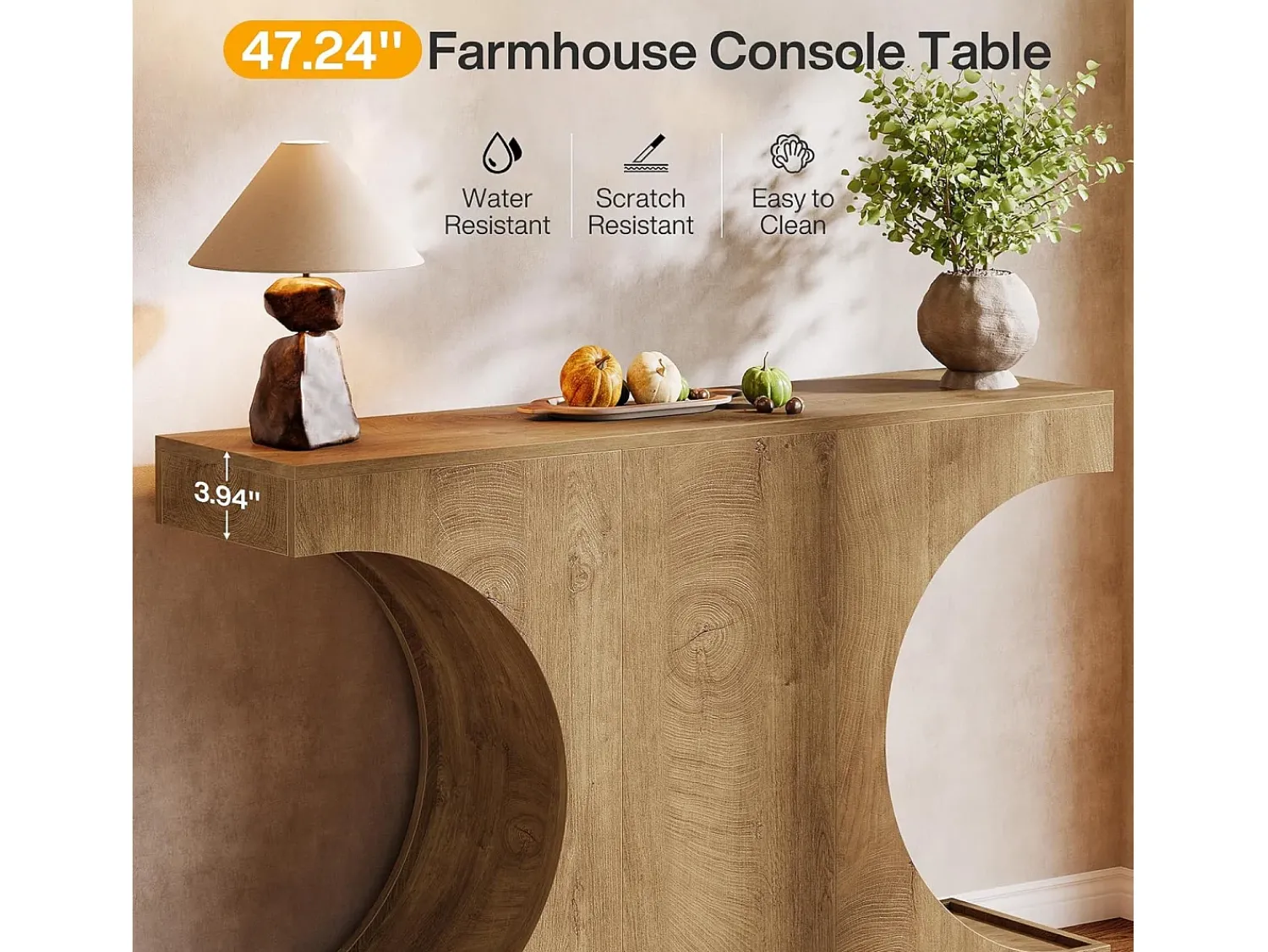 Consola*Tribesigns Mesa de Consola Rustica, Mesa de Sofá Rustica de 105cm com Pernas em Forma de C Castanho