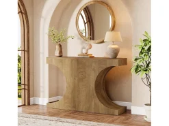 Consola*Tribesigns Mesa de Consola Rustica, Mesa de Sofá Rustica de 105cm com Pernas em Forma de C Castanho