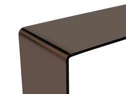 Best Vente-unique Mesa de consola vintage curva em vidro temperado - Castanho - ALONZO Transparente / Castanho