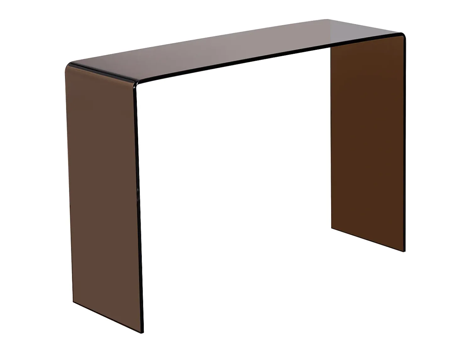 Best Vente-unique Mesa de consola vintage curva em vidro temperado - Castanho - ALONZO Transparente / Castanho