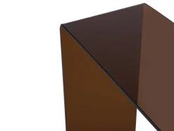 Best Vente-unique Mesa de consola vintage curva em vidro temperado - Castanho - ALONZO Transparente / Castanho