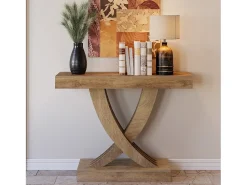 Consola*Tribesigns Mesa de Console 110 cm, Mesa de Entrada em Marrom Rústico com Quadro em X, Mesa de Corredor Estreito em MDF Castanho