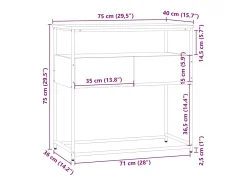 vidaxl Mesa de console Carvalho Sonoma 75x40x75 cm Madeira projetada^ Consola