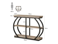 Consola|Tribesigns Mesa de Console 105cm, Mesa de Entrada Industrial de 3 Andares com Quadro de Metal Arcoado e Prateleiras de Armazenamento Natural claro