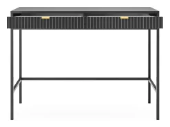 Consola| Mesa de console com 2 gavetas e pés de metal 104x78 cm Preto