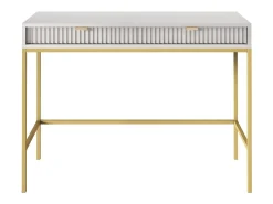 Consola* Mesa de console com 2 gavetas e pés de metal dourado 104x78 cm Cinzento