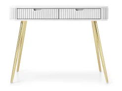 Consola* Mesa de console com 2 gavetas e pés dourados foscos 103x80 cm Branco