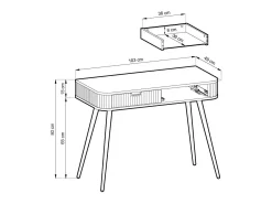 Consola* Mesa de console com 2 gavetas e pés dourados foscos 103x80 cm Branco