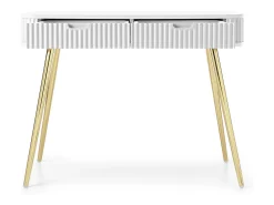 Consola* Mesa de console com 2 gavetas e pés dourados foscos 103x80 cm Branco
