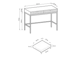 Mesa de console com 2 gavetas e pés de metal dourado 104x78 cm^ Consola