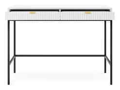 Discount Mesa de console com 2 gavetas e pés de metal preto 104x78 cm Branco