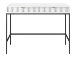 Discount Mesa de console com 2 gavetas e pés de metal preto 104x78 cm Branco