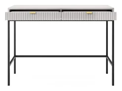 Mesa de console com 2 gavetas e pés de metal preto 104x78 cm^ Consola