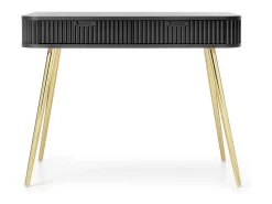 Consola| Mesa de console com 2 gavetas e pés dourados foscos 103x80 cm Preto