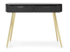Consola| Mesa de console com 2 gavetas e pés dourados foscos 103x80 cm Preto