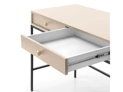New Mesa de console com 2 gavetas, 104x77 cm Bege