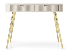 Mesa de console com 2 gavetas e pés dourados foscos 103x80 cm Bege