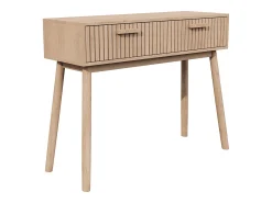 Consola| Mesa de console com 2 gavetas com efeito de madeira e tiras Castanho