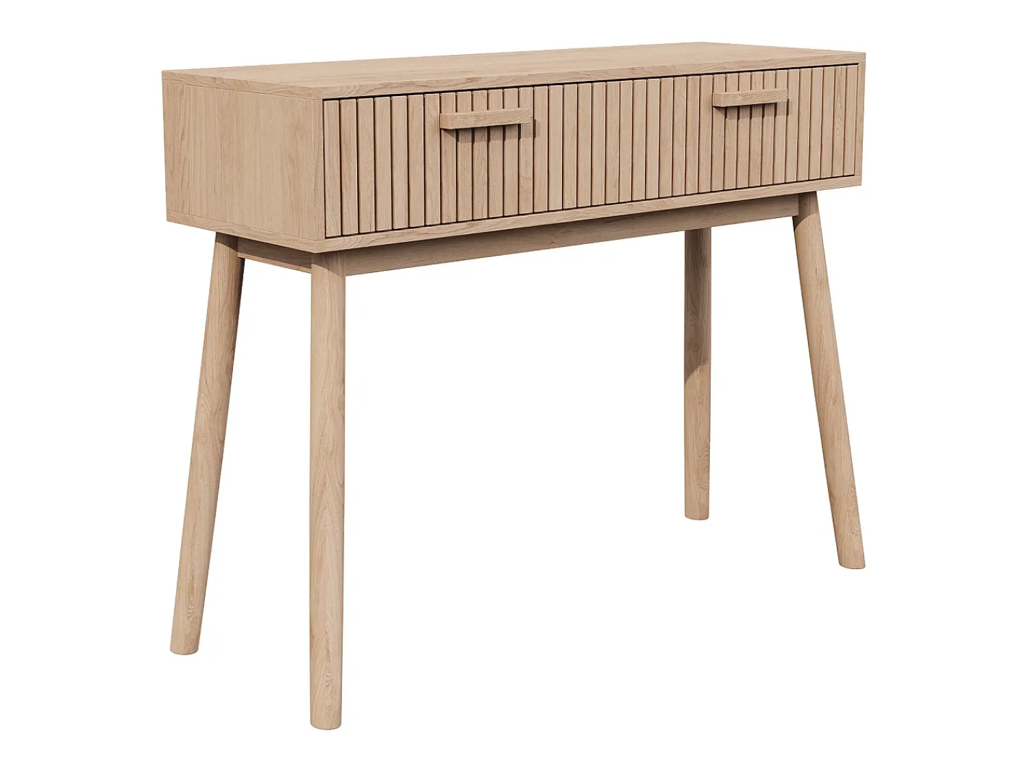 Consola| Mesa de console com 2 gavetas com efeito de madeira e tiras Castanho