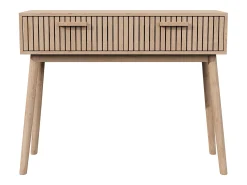 Consola| Mesa de console com 2 gavetas com efeito de madeira e tiras Castanho