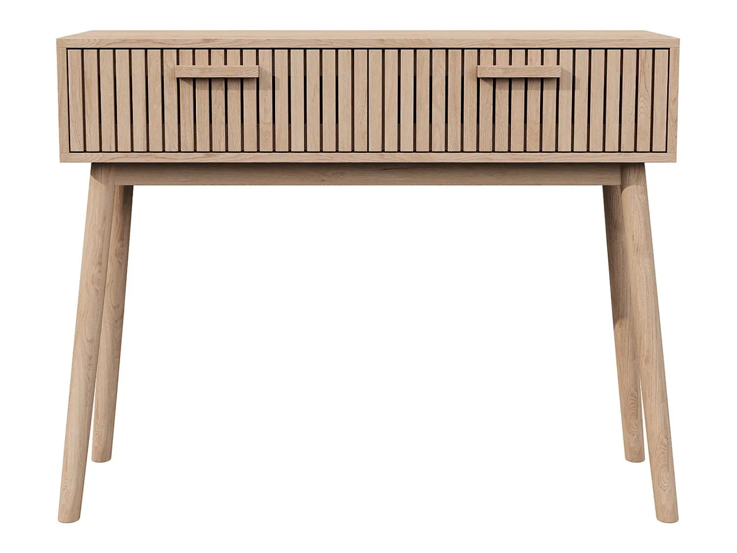 Consola| Mesa de console com 2 gavetas com efeito de madeira e tiras Castanho