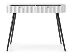 Consola| Mesa de console com 2 gavetas e pés pretos foscos, 103x80 cm Branco