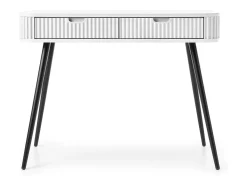 Consola| Mesa de console com 2 gavetas e pés pretos foscos, 103x80 cm Branco