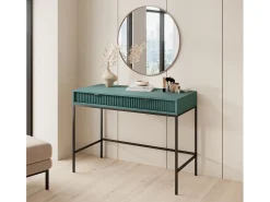 Consola* Mesa de console com 2 gavetas e pés de metal preto 104x78 cm Verde