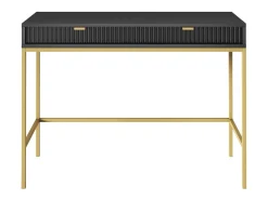 New Mesa de console com 2 gavetas e pés de metal dourado 104x78 cm Preto