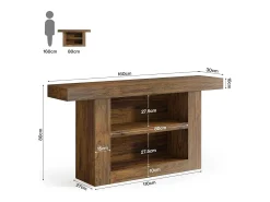 Consola*Tribesigns Mesa de Console com Armazenamento, Mesa de Entrada Rural de 3 Andares com Base em Forma de U, 160cm Castanho