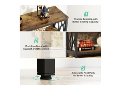 Consola|Tribesigns Mesa de Console com Prateleiras de Armazenamento, Mesa de Sofá Industrial de 180cm com 3 Andares para Sala de Estar Castanho