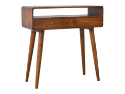 Consola| Mesa de console curva em castanheiro Castanho chocolate