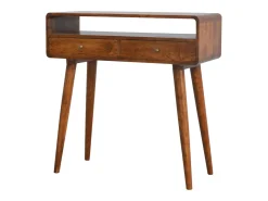 Consola| Mesa de console curva em castanheiro Castanho chocolate