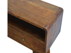 Consola| Mesa de console curva em castanheiro Castanho chocolate