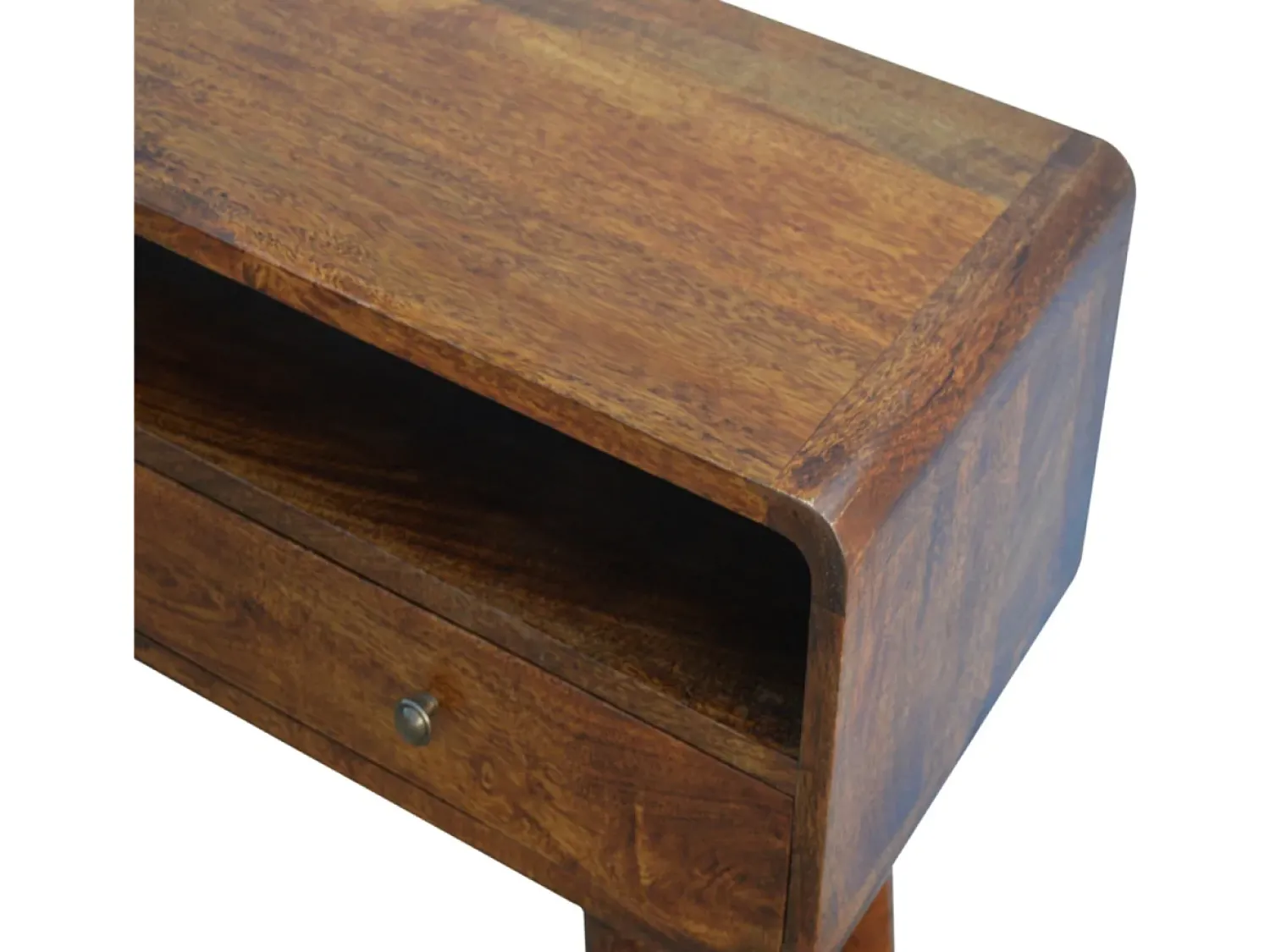 Consola| Mesa de console curva em castanheiro Castanho chocolate