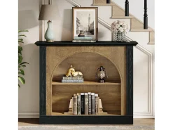 Tribesigns Mesa de Console de 3 Camadas, Mesa de Entrada de 110cm com Armazenamento para Foyer, Corredor Preto