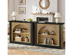 Tribesigns Mesa de Console de 3 Camadas, Mesa de Entrada de 110cm com Armazenamento para Foyer, Corredor Preto