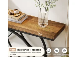 Consola*Tribesigns Mesa de console de 120 cm, Mesa para sofá industrial de dois níveis com estrutura metálica geométrica, Mesas estreitas para entrada decorativas Castanho