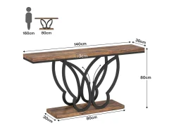 Sale Tribesigns Mesa de console de 140 cm, Mesa de entrada com moldura em metal em formato de borboleta, Mesa de sofá, Mesas auxiliares longas e estreitas, Marrom e Preto Castanho