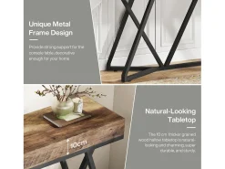 Tribesigns Mesa de Console de 140 cm, Mesa de entrada em madeira com base em metal única, Mesa baixa, Mesa de lareira^ Consola