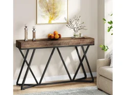 Tribesigns Mesa de Console de 140 cm, Mesa de entrada em madeira com base em metal única, Mesa baixa, Mesa de lareira^ Consola