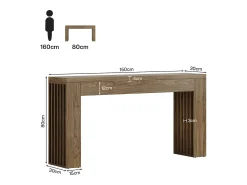 Consola*Tribesigns Mesa de console de 150 cm para sala de estar, mesa para entrada em estilo casa de campo com pernas em listras verticais Castanho
