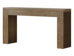 Consola*Tribesigns Mesa de console de 150 cm para sala de estar, mesa para entrada em estilo casa de campo com pernas em listras verticais Castanho