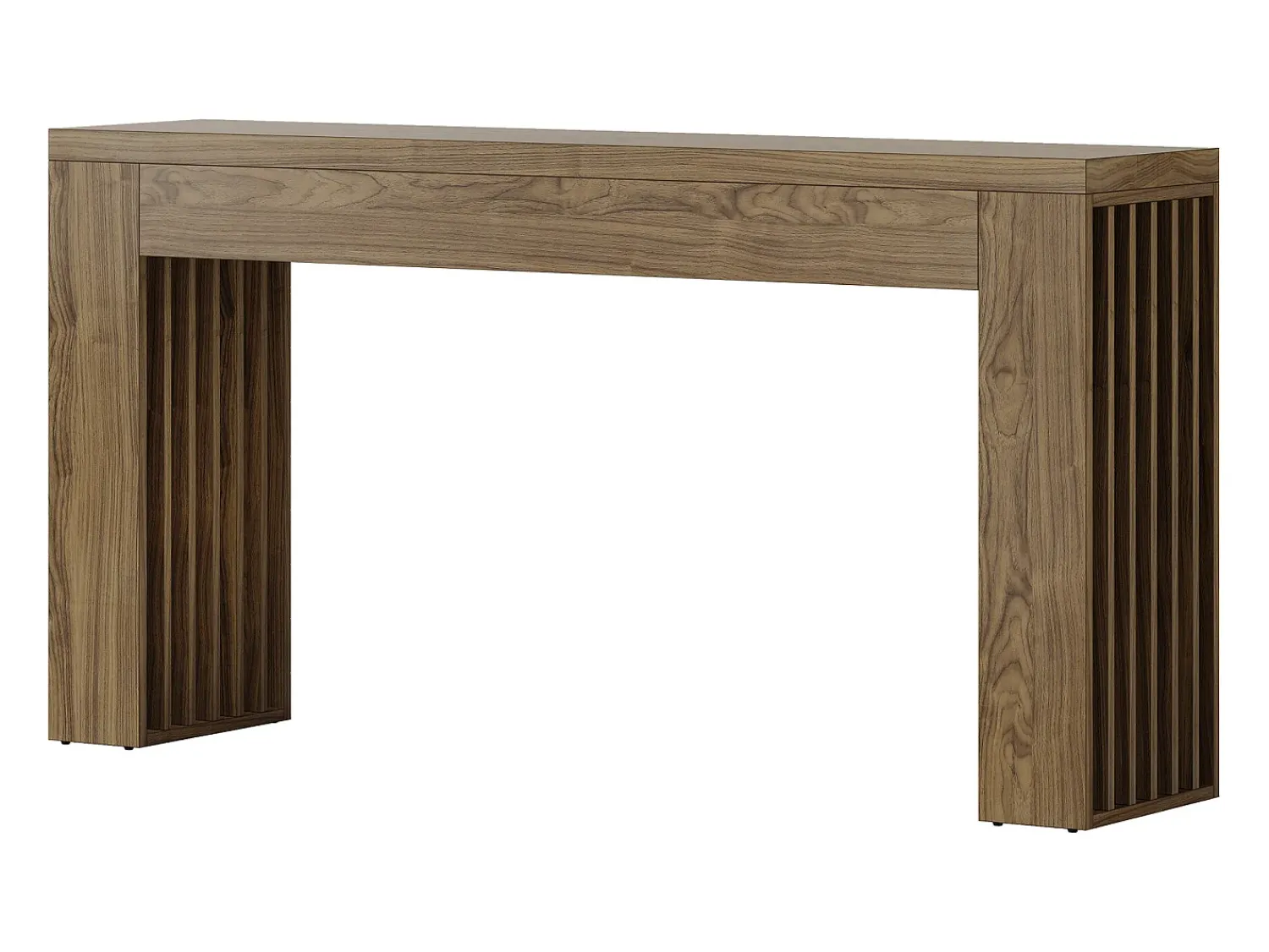 Consola*Tribesigns Mesa de console de 150 cm para sala de estar, mesa para entrada em estilo casa de campo com pernas em listras verticais Castanho